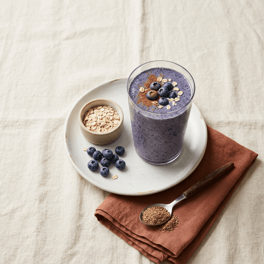 Mėlynių ir avižų smoothie su varške