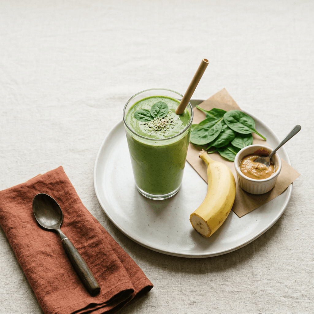 Žaliasis špinatų ir banano smoothie